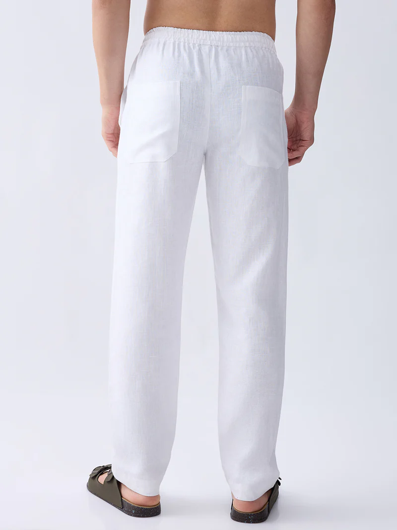 White 100% Pure Linen Everyday Pants