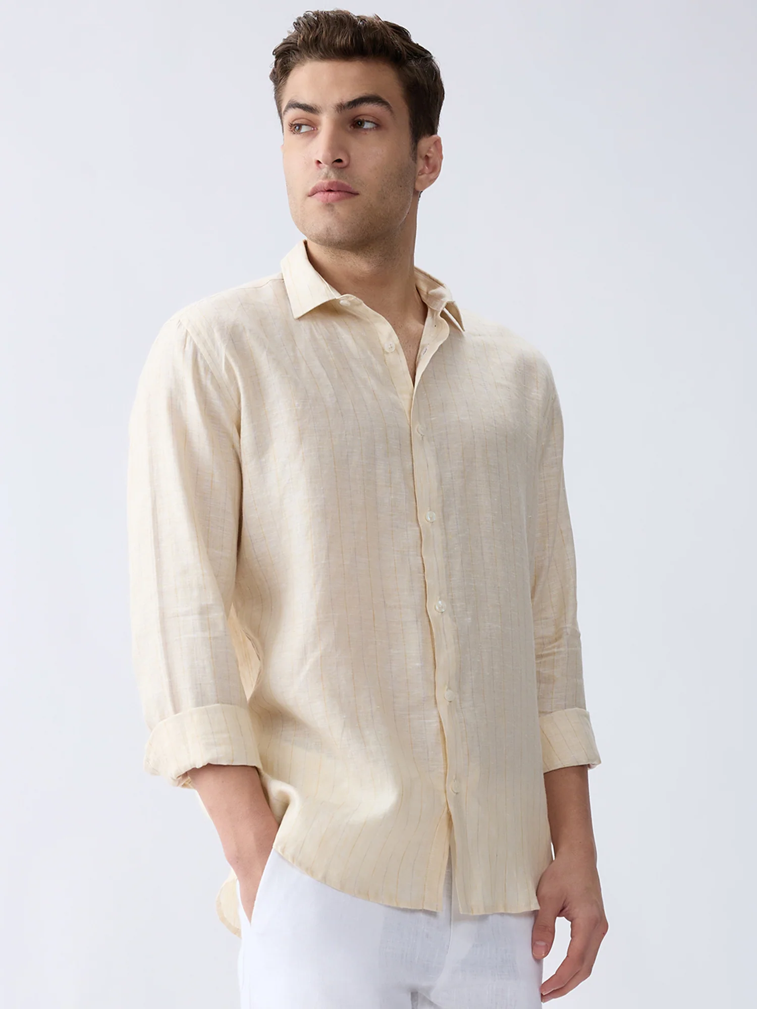Sunbeam Yellow Luxe Striped 100% Pure Linen