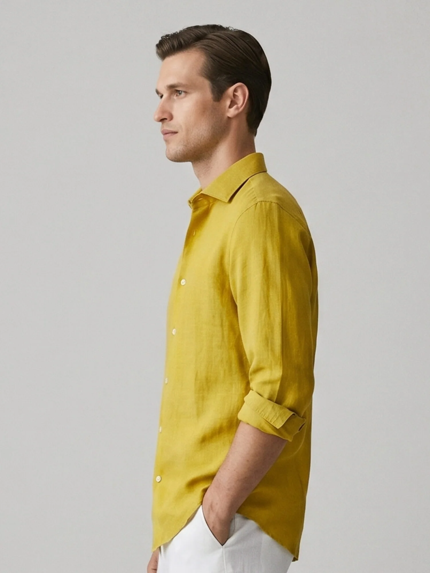 Saffron Yellow 100% Pure Linen Shirt