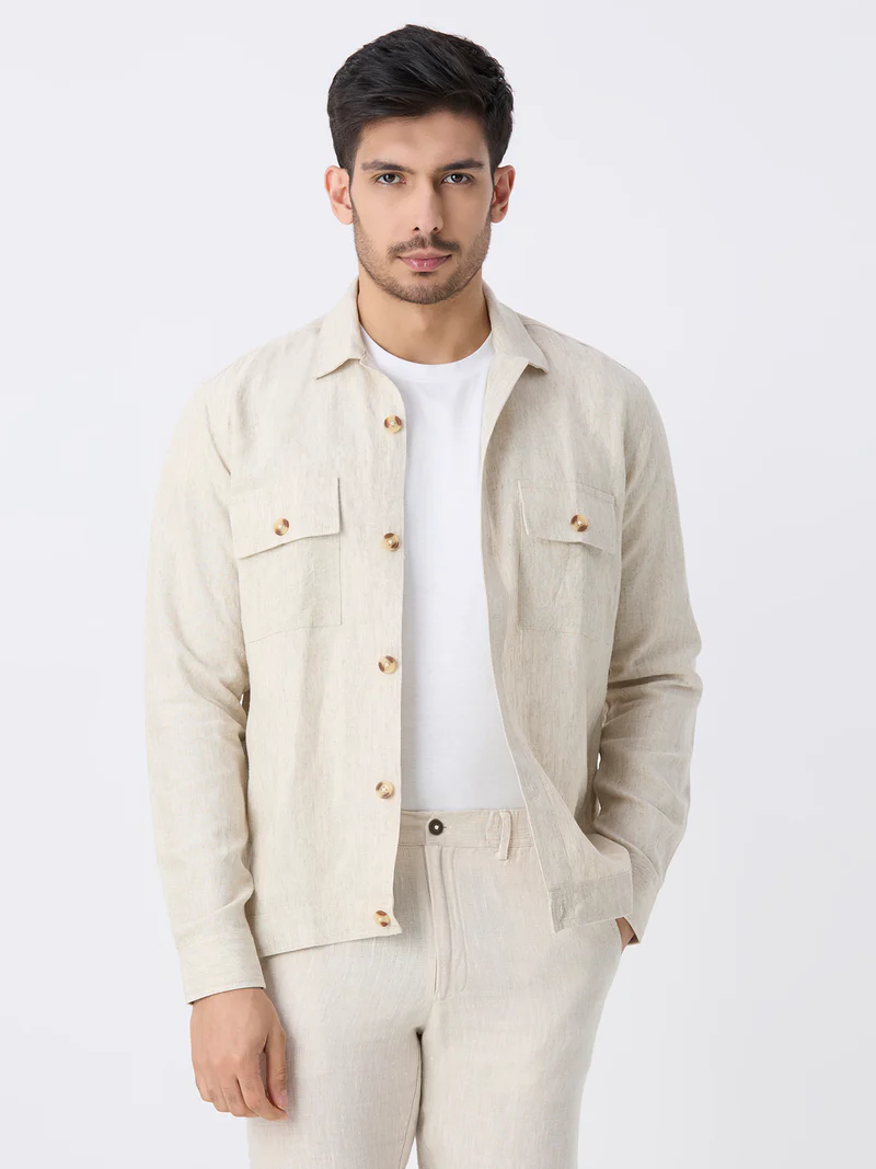 Beige 100% Pure Linen Jacket