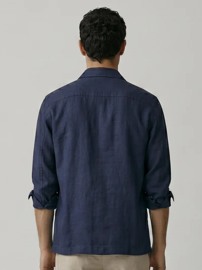 Navy 100% Pure Linen Jacket