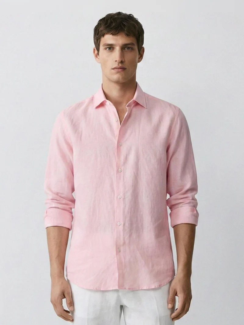 Blush Pink 100% Pure Linen Shirt