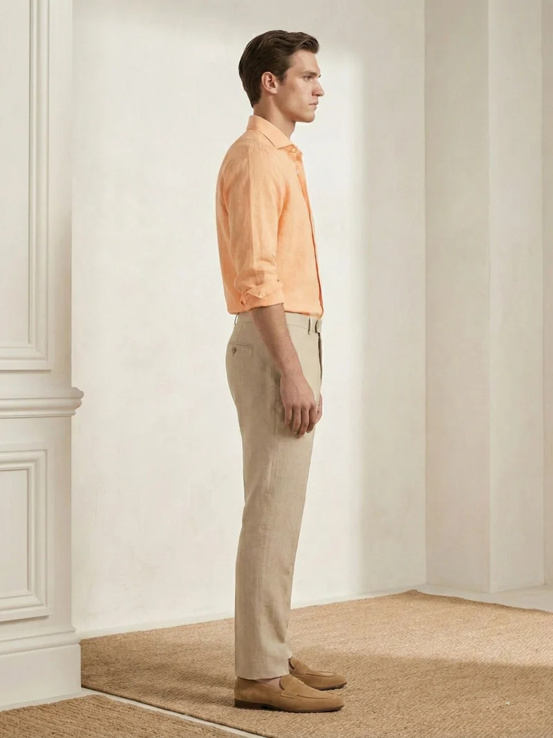 Tuscan Orange 100% Pure Linen Shirt