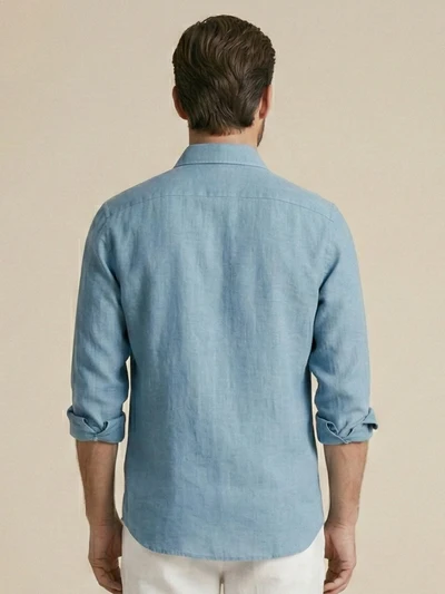 Atlantic Blue 100% Pure Linen Shirt