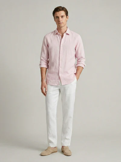 Light Quartz Luxe 100% Pure Linen Shirt