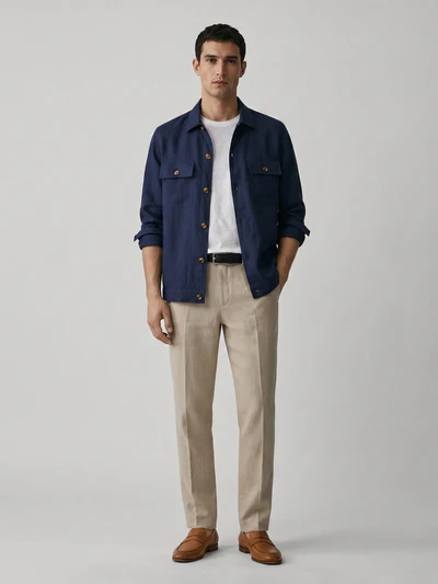 Navy 100% Pure Linen Jacket