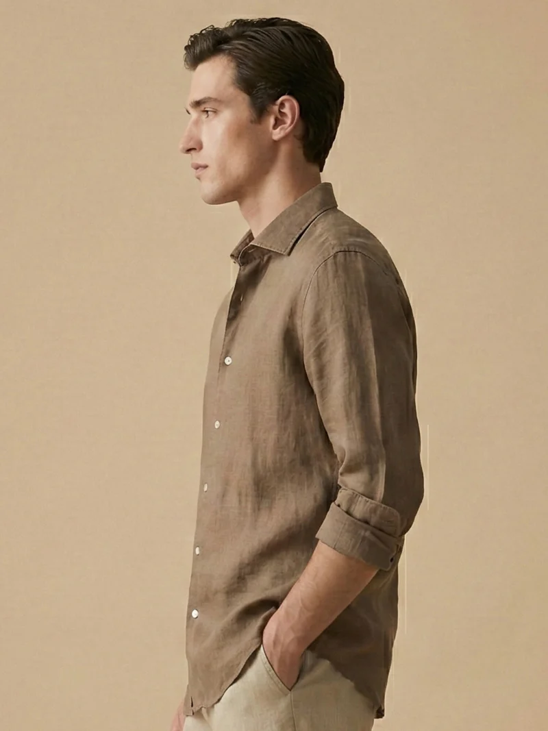 Earth Brown 100% Pure Linen Shirt