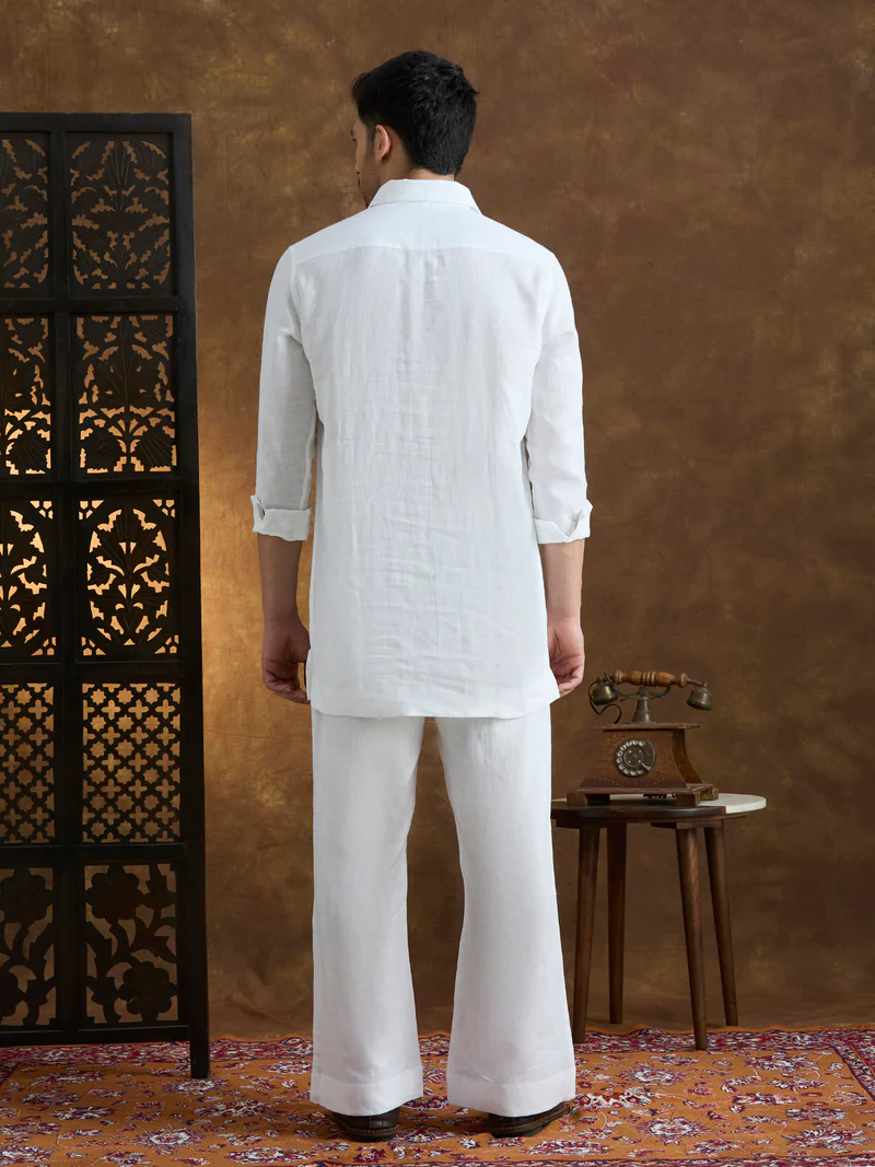 Arka | 100% Pure Linen White Kurta Set