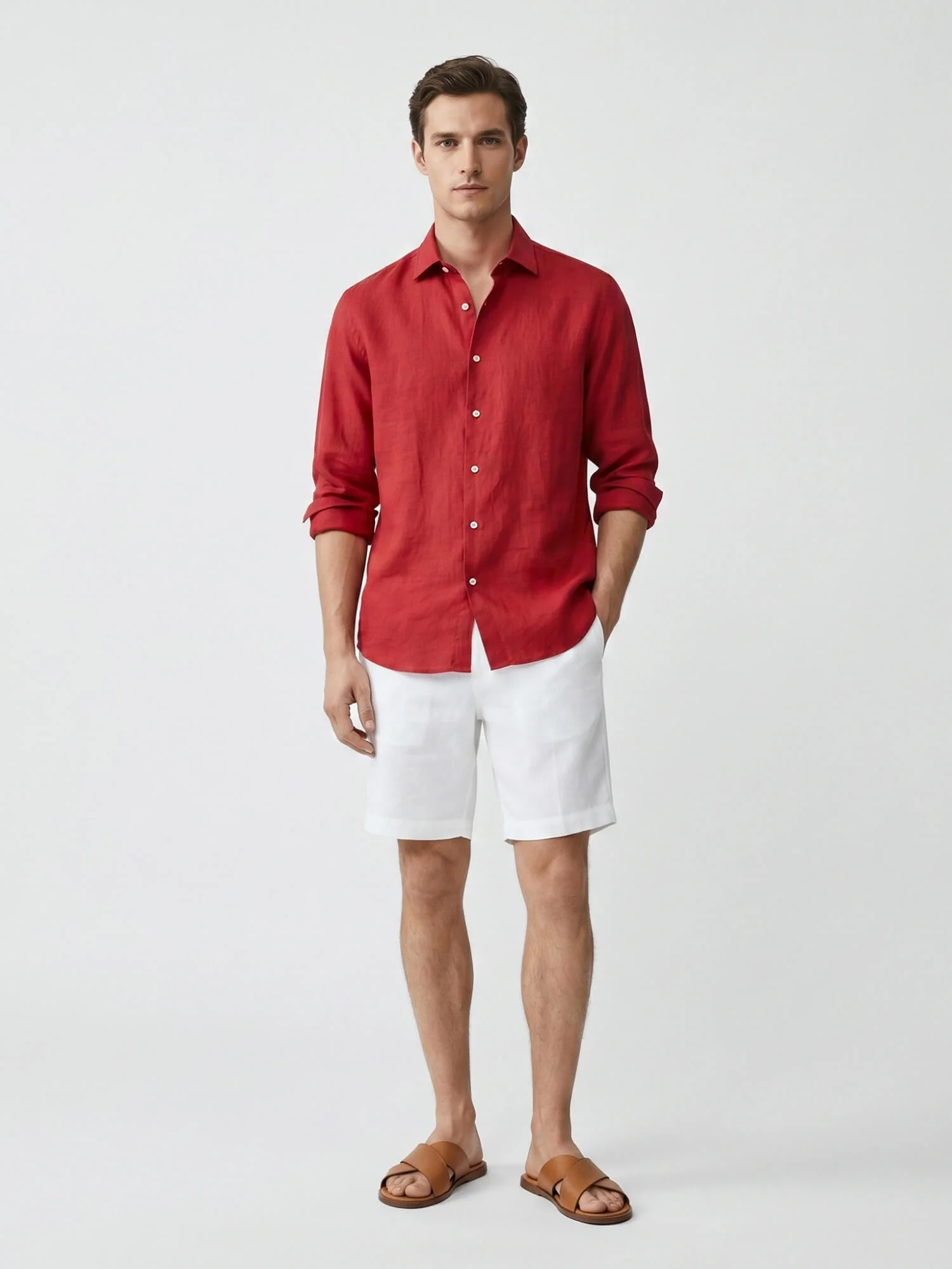 Chilli Red 100% Pure Linen Shirt
