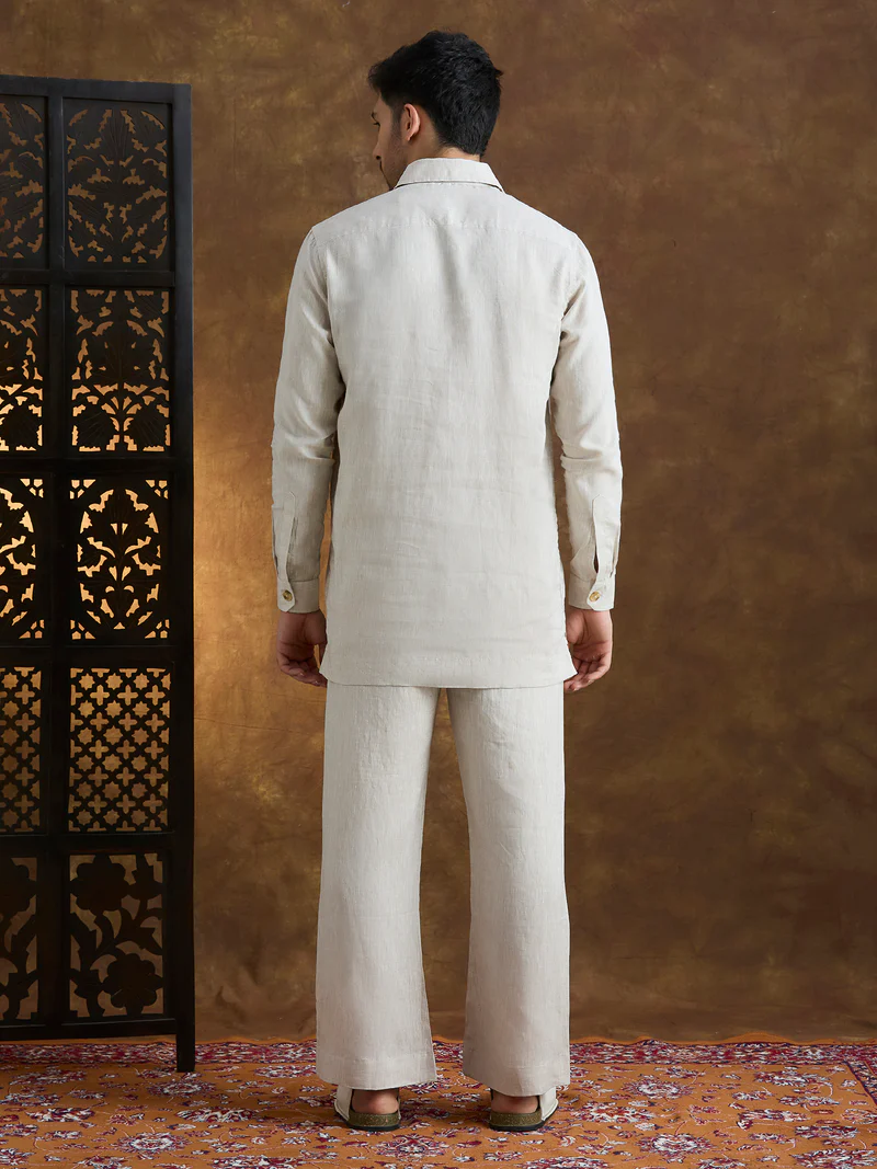 Arka | 100% Pure Linen Beige Kurta Set
