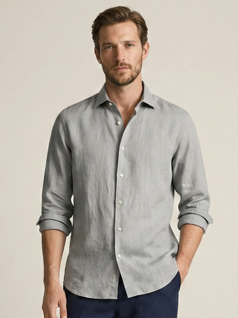 Light Gray 100% Pure Linen Fabric
