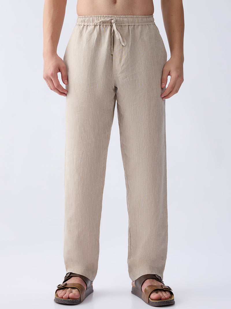 Origin | Beige Relaxed 100% Pure Linen Pants