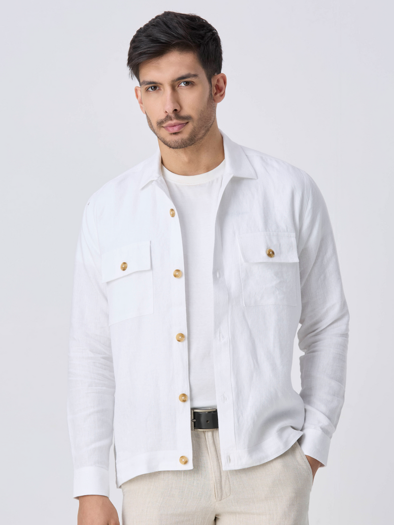 White 100% Pure Linen Jacket