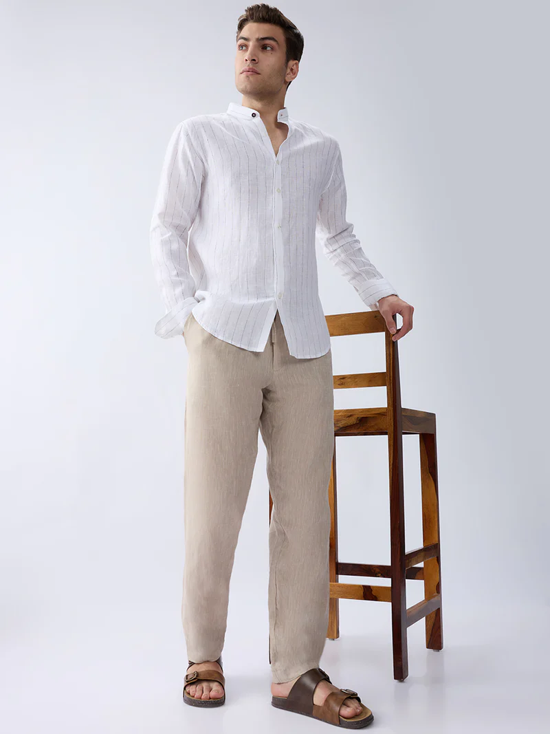 Origin | Beige Relaxed 100% Pure Linen Pants