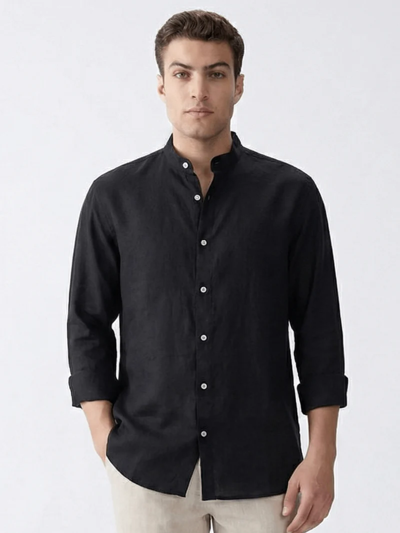 Black Mandarin 100% Pure Linen Fabric