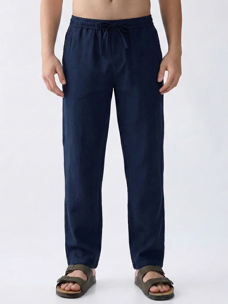 Navy 100% Pure Linen Everyday Pants
