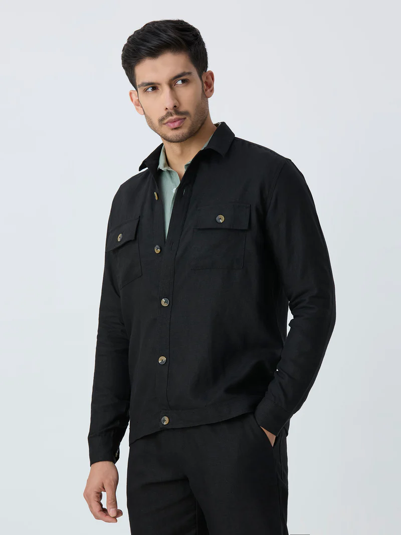 Black 100% Pure Linen Jacket