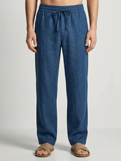 Galaxy Blue 100% Pure Linen Everyday Pants