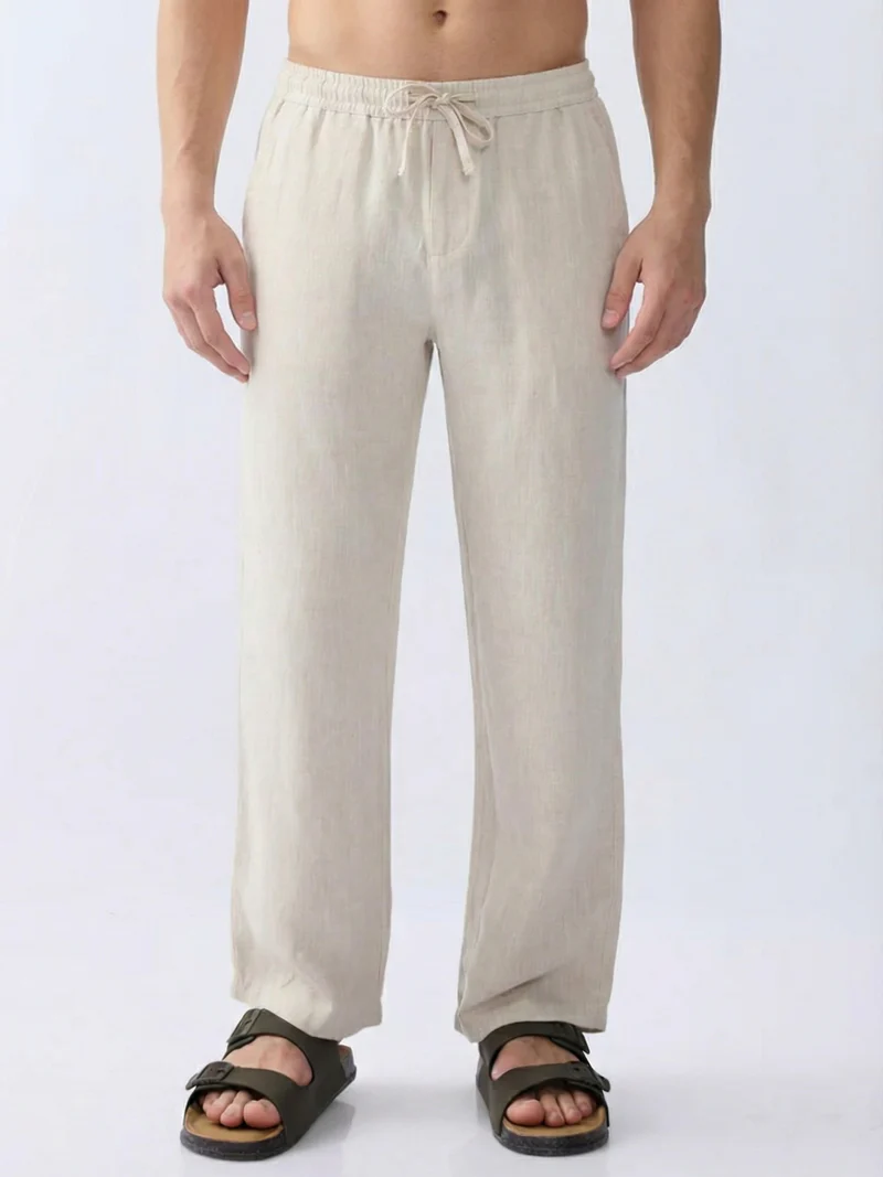 Beige 100% Pure Linen Everyday Pants