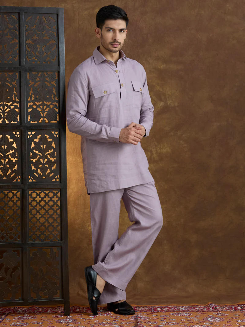 Arka | 100% Pure Linen Purple Kurta Set