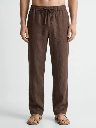 Cocoa Brown 100% Pure Linen Everyday Pants